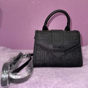 Steve Madden Black Embossed Satchel